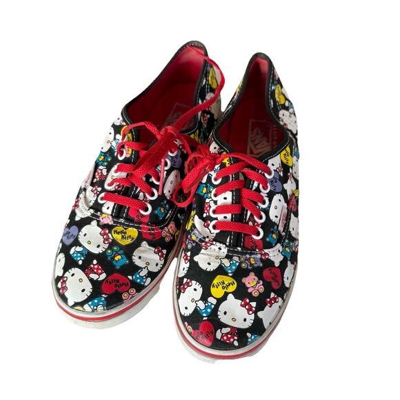 Vans Sneakers W/7.5 M/6 Black MultiColor Hello Kitty Athleisure Skate Life VGC - Picture 1 of 11